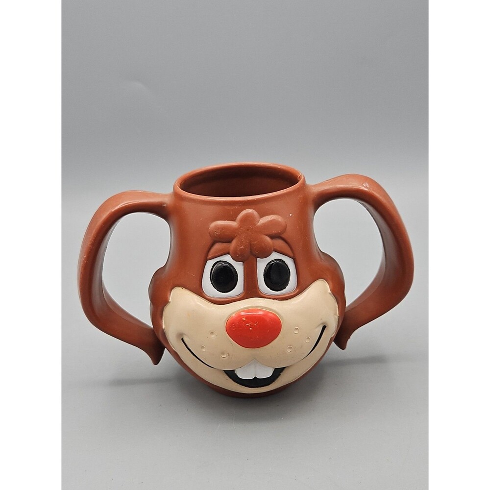 Vtg Retro Nestle Quick Brown Rabbit 2 Handle Plastic Mug Cup Collectible